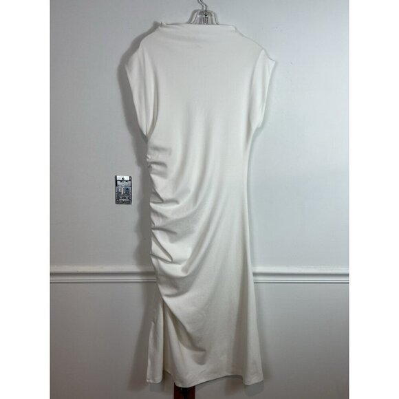 Anthropologie The Maya Ruched Cowl Neck Dress White Wedding Petite Large Formal - Picture 6 of 14